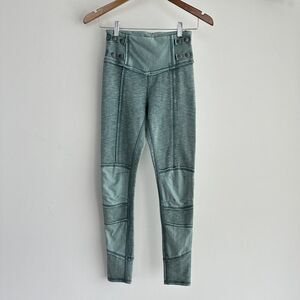 Free People Catch Me If You Can Leggings XS Moto Snap Button Cotton Patchwork